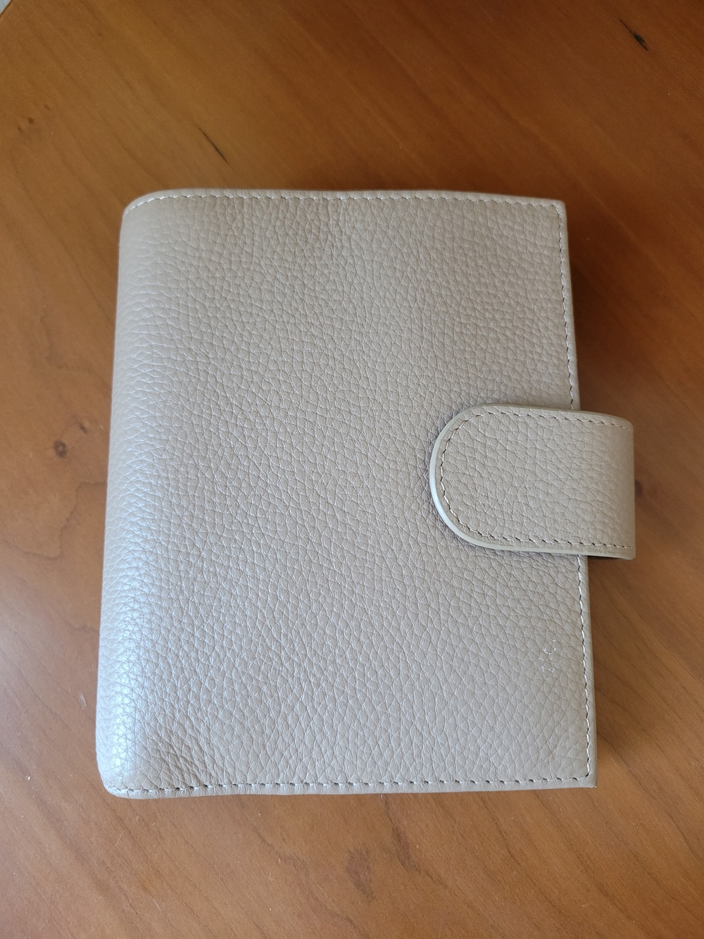 Moterm Gray/Beige Pebbled Leather Rings Planner Cover And Wallet In A6
